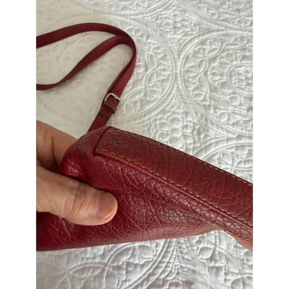 Nine West Red Pebbled Faux Leather Crossbody Bag Buckle Detail Small Purse